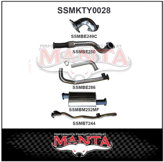 MANTA 3" STAINLESS STEEL TURBO BACK EXHAUST SYSTEM FITS TOYOTA LANDCRUISER HDJ78R 4.2L 1HD TURBO 2001-2006 - MUFFLER (SSMKTY0028)