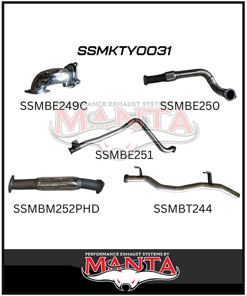 MANTA 3" STAINLESS STEEL TURBO BACK EXHAUST SYSTEM WITH HOTDOG FITS TOYOTA LANDCRUISER HDJ79R 4.2L 1HD TURBO 2001-2007 (SSMKTY0031)