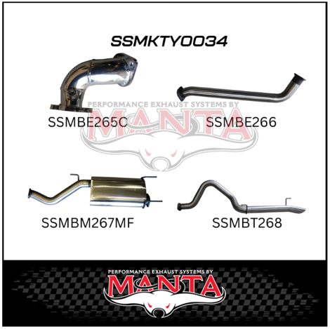 MANTA 3" STAINLESS STEEL TURBO BACK EXHAUST SYSTEM WITH 1 MUFFLER FITS TOYOTA LANDCRUISER HDJ100R 4.2L 1HD TURBO 1998-2007 (SSMKTY0034)