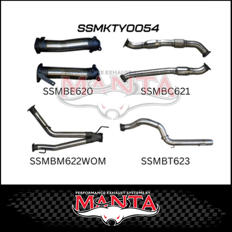 MANTA 3" TWIN INTO SINGLE 4" STAINLESS STEEL TURBO BACK EXHAUST SYSTEM FITS TOYOTA LANDCRUISER VDJ200R 2007-2015