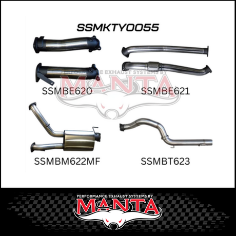 MANTA 3" TWIN INTO SINGLE 4" STAINLESS STEEL TURBO BACK EXHAUST SYSTEM FITS TOYOTA LANDCRUISER VDJ200R 2007-2015