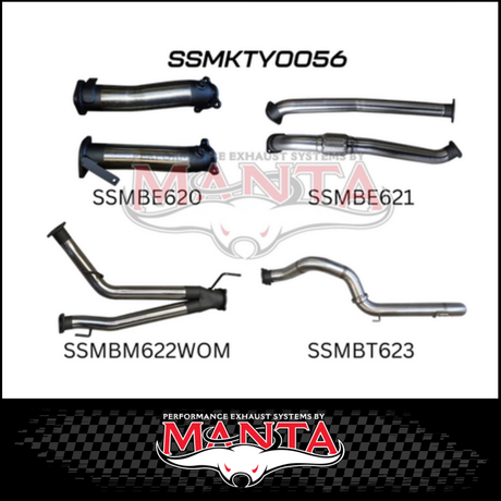 MANTA 3" TWIN INTO SINGLE 4" STAINLESS STEEL TURBO BACK EXHAUST SYSTEM FITS TOYOTA LANDCRUISER VDJ200R 2007-2015
