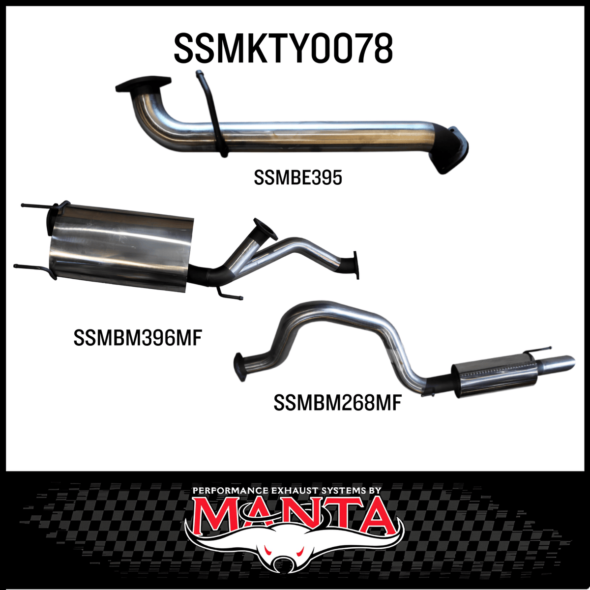 MANTA 3" STAINLESS STEEL CAT BACK EXHAUST SYSTEM WITH CENTRE & REAR MUFFLER FITS TOYOTA LANDCRUISER UZJ100R 1998-2007 (SSMKTY0078)
