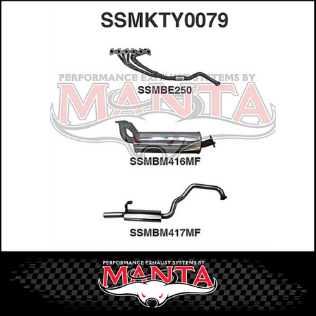 MANTA STAINLESS STEEL EXTRACTORS & 2.5"  EXHAUST SYSTEM FITS TOYOTA LANDCRUISER HZJ105R 4.2L 1HZ 1998-2007