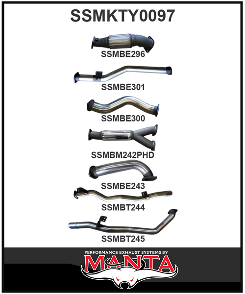 MANTA 3" TWIN TURBO BACK EXHAUST SYSTEM FITS TOYOTA LANDCRUISER VDJ79R 4.5L V8 DUAL CAB 2012-2016