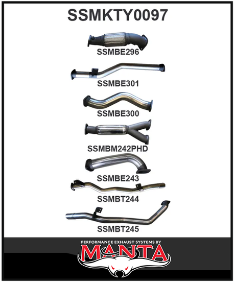 MANTA 3" TWIN TURBO BACK EXHAUST SYSTEM FITS TOYOTA LANDCRUISER VDJ79R 4.5L V8 DUAL CAB 2012-2016