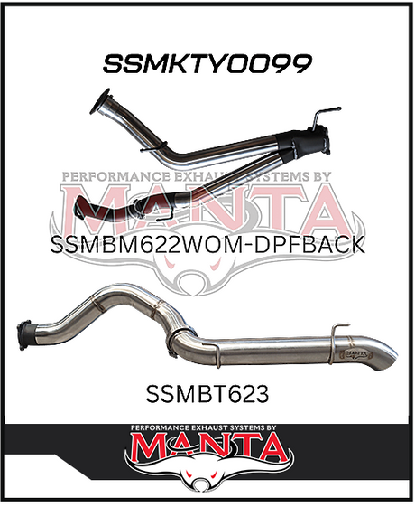 MANTA 3" TWIN INTO 4" DPF BACK EXHAUST FITS TOYOTA LANDCRUISER VDJ200R 2015-2021