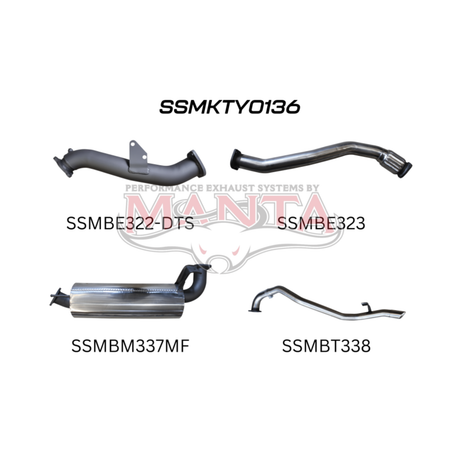 MANTA 3" STAINLESS STEEL TURBO BACK EXHAUST SYSTEM WITH MUFFLER FITS TOYOTA LANDCRUISER HZJ80R 4.2L 1HZ DIESEL WITH DTS TURBO 1990-1997 (SSMKTY0136)