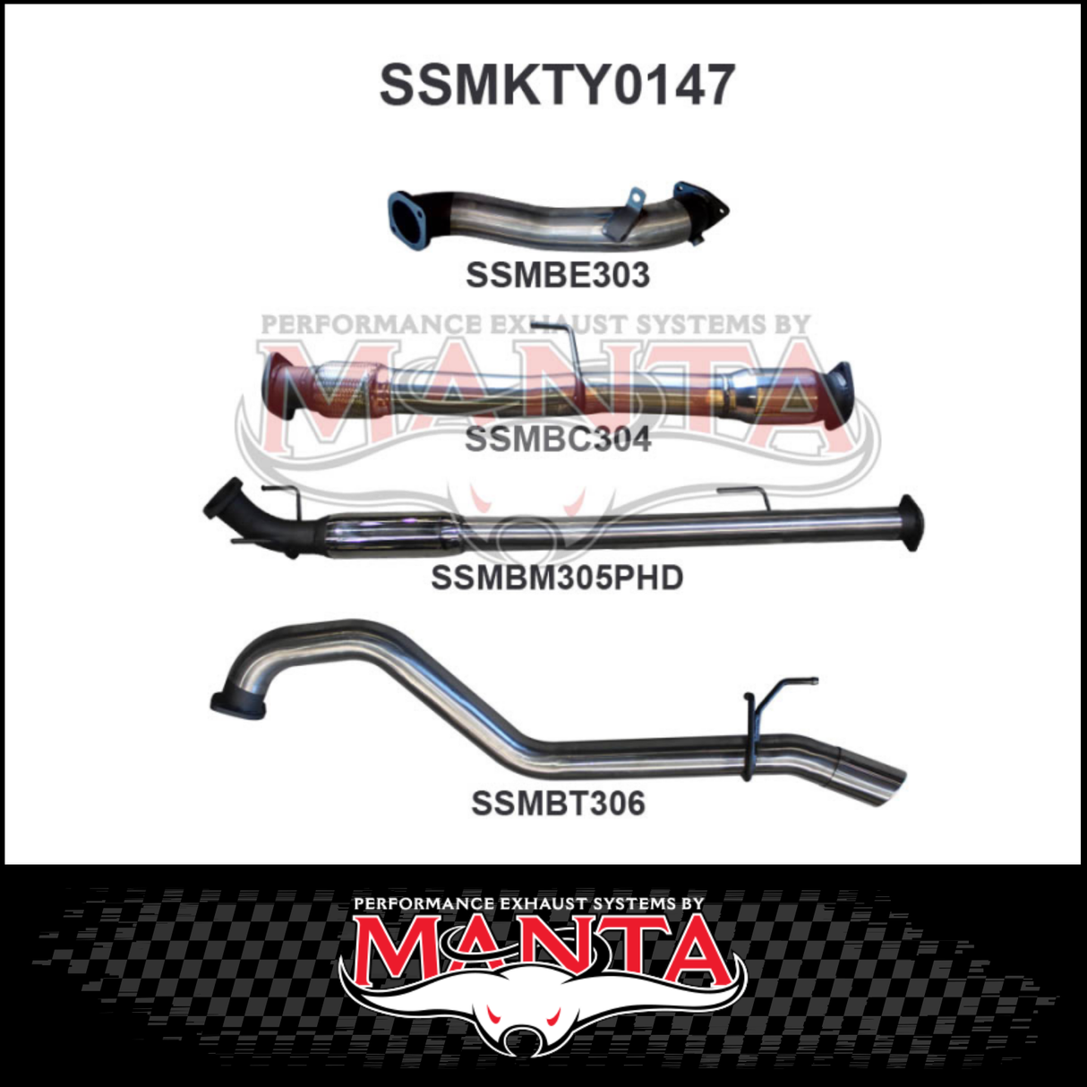 MANTA 3" STAINLESS STEEL TURBO BACK EXHAUST SYSTEM FITS TOYOTA HILUX KUN26R N70 3.0L 4CYL 2005-2015