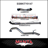 MANTA 3" STAINLESS STEEL TURBO BACK EXHAUST SYSTEM FITS TOYOTA HILUX KUN26R N70 3.0L 4CYL 2005-2015