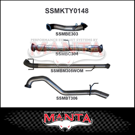 MANTA 3" STAINLESS STEEL TURBO BACK EXHAUST SYSTEM FITS TOYOTA HILUX KUN26R N70 3.0L 4CYL 2005-2015