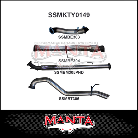 MANTA 3" STAINLESS STEEL TURBO BACK EXHAUST SYSTEM FITS TOYOTA HILUX KUN26R N70 3.0L 4CYL 2005-2015