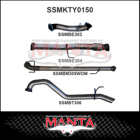 MANTA 3" STAINLESS STEEL TURBO BACK EXHAUST SYSTEM FITS TOYOTA HILUX KUN26R N70 3.0L 4CYL 2005-2015