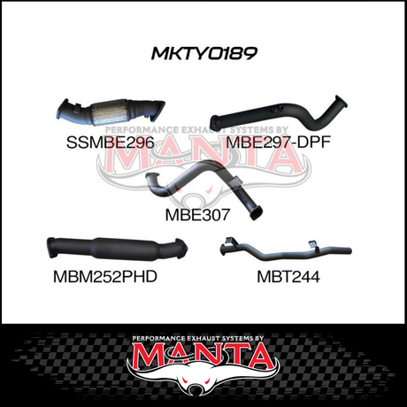 MANTA 3" STAINLESS STEEL TURBO BACK EXHAUST SYSTEM (DPF DELETE) FITS TOYOTA LANDCRUISER VDJ78R TROOP CARRIER 2016-2025 - CAT/