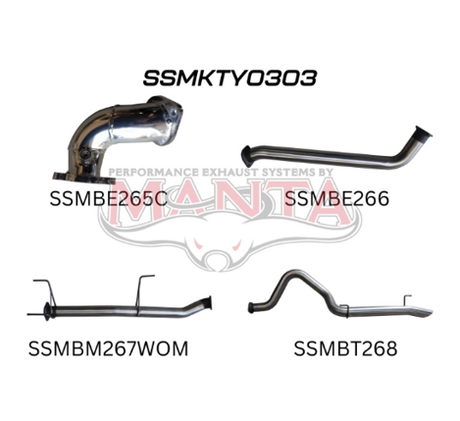 MANTA 3" STAINLESS STEEL TURBO BACK EXHAUST SYSTEM WITH PIPE ONLY FITS TOYOTA LANDCRUISER HDJ100R 4.2L 1HD TURBO 1998-2007 (SSMKTY0303)