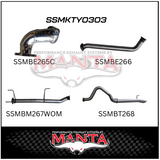 MANTA 3" STAINLESS STEEL TURBO BACK EXHAUST SYSTEM WITH PIPE ONLY FITS TOYOTA LANDCRUISER HDJ100R 4.2L 1HD TURBO 1998-2007 (SSMKTY0303)