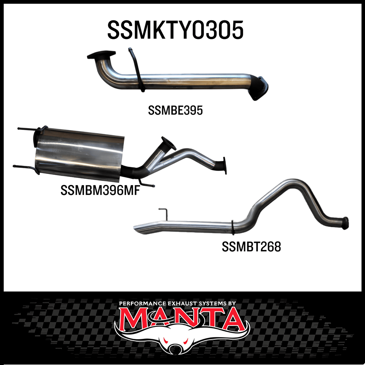 MANTA 3" CAT BACK EXHAUST SYSTEM WITH CENTRE MUFFLER & REAR TAILPIPE FITS TOYOTA LANDCRUISER UZJ100R 1998-2007 (SSMKTY0305)