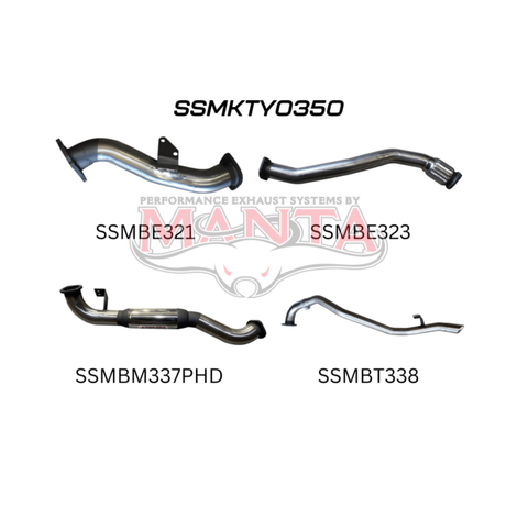 MANTA 3" STAINLESS STEEL TURBO BACK EXHAUST SYSTEM WITH HOTDOG FITS TOYOTA LANDCRUISER HZJ80R 4.2L 1HZ DIESEL WITH CT26 TURBO 1990-1997 (SSMKTY0350)