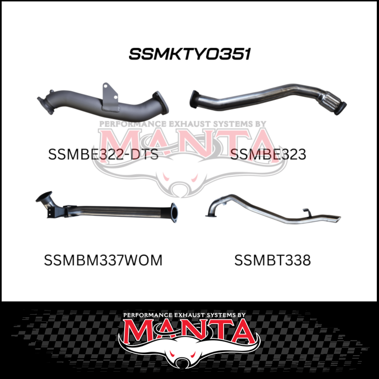 MANTA 3" STAINLESS STEEL TURBO BACK EXHAUST SYSTEM WITH PIPE ONLY FITS TOYOTA LANDCRUISER HZJ80R 4.2L 1HZ DIESEL WITH DTS TURBO 1990-1997 (SSMKTY0351)