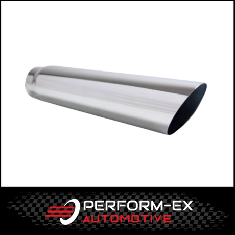 ANGLE CUT STAINLESS STEEL EXHAUST TIP - 2" INLET - 2.5" OUTLET (15" LONG)