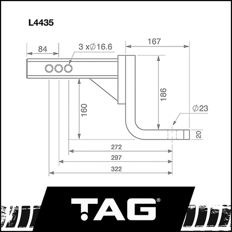TAG ADJUSTABLE 3500KG TOW BALL MOUNT (L4435)