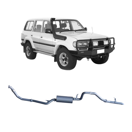 REDBACK 3" STAINLESS STEEL TURBO BACK EXHAUST SYSTEM WITH MUFFLER FITS TOYOTA LANDCRUISER HZJ80R 4.2L 1HZ WITH DTS TURBO 1990-1997 (TLX44500-PM-DTS)
