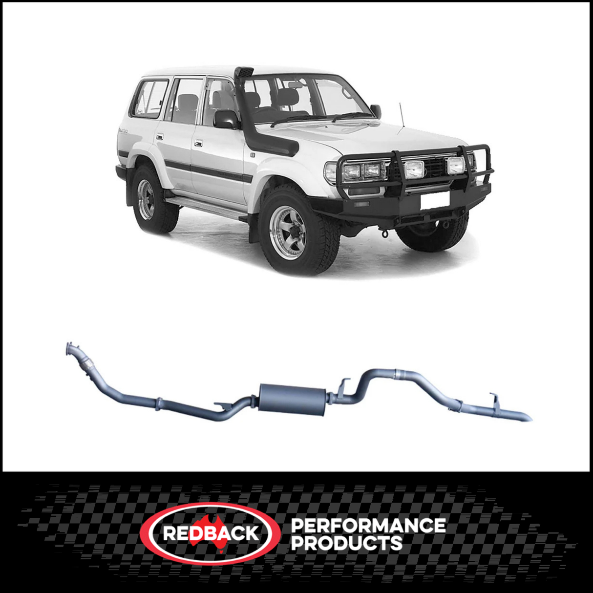 REDBACK 3" STAINLESS STEEL TURBO BACK EXHAUST SYSTEM WITH MUFFLER FITS TOYOTA LANDCRUISER HZJ80R 4.2L 1HZ WITH SAFARI TURBO 1990-1997 (TLX44500-PM-SAF)