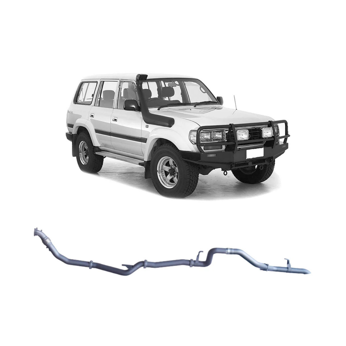 REDBACK 3" STAINLESS STEEL TURBO BACK EXHAUST SYSTEM WITH PIPE ONLY FITS TOYOTA LANDCRUISER HZJ80R 4.2L 1HZ WITH SAFARI TURBO 1990-1997 (TLX44500-PO-SAF)