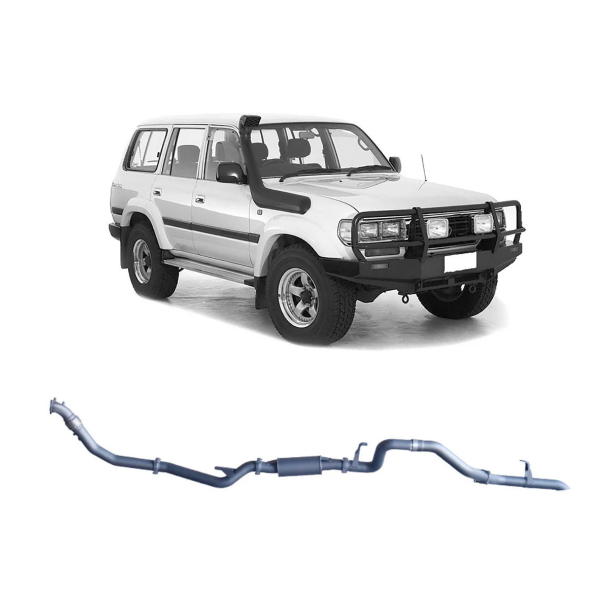REDBACK 3" STAINLESS STEEL TURBO BACK EXHAUST SYSTEM WITH RESONATOR FITS TOYOTA LANDCRUISER HZJ80R 4.2L 1HZ WITH DTS TURBO 1990-1997 (TLX44500-PR-DTS)
