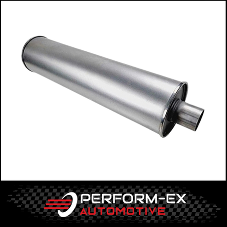GLASS PACKED BAFFLED TRUCK MUFFLER 6" ROUND X 24" LONG X 2.5" IN/OUT (TR624250GPB)