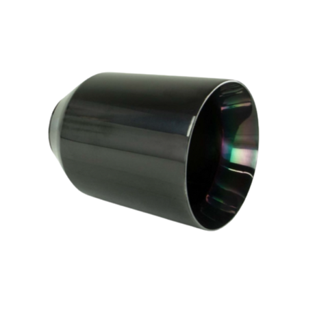 STRAIGHT CUT INNER CONE BLACK CHROME EXHAUST TIP - 3" INLET - 5" OUTLET (175MM LONG)