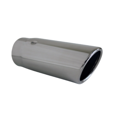 ANGLE CUT ROLLED IN STAINLESS STEEL EXHAUST TIP - 2.5" INLET - 2.75" OUTLET (6.5" LONG)