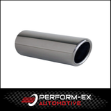 ANGLE CUT ROLLED IN STAINLESS STEEL EXHAUST TIP - 2" INLET - 2 1/8" OUTLET (6.5" LONG)