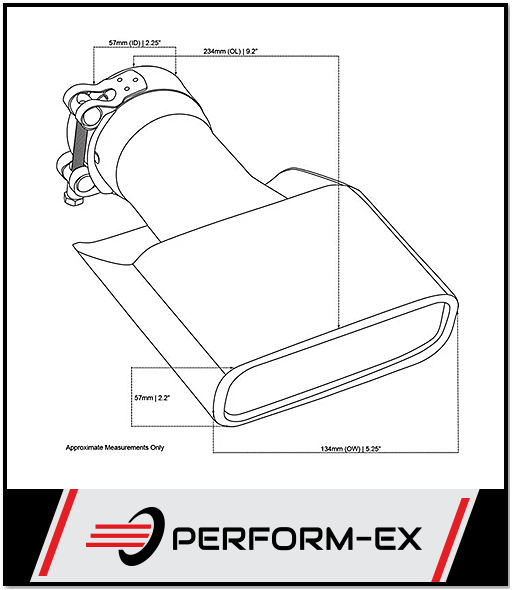 ANGLE CUT ROLLED IN STAINLESS STEEL EXHAUST TIP - 2.25" INLET - 130MM X 55MM OVAL OUTLET (9" LONG)