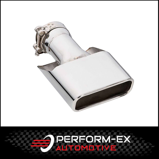 ANGLE CUT ROLLED IN STAINLESS STEEL EXHAUST TIP - 2.5" INLET - 130MM X 55MM OVAL OUTLET (9" LONG)