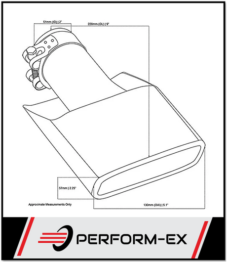 ANGLE CUT ROLLED IN STAINLESS STEEL EXHAUST TIP - 2" INLET - 130MM X 55MM OVAL OUTLET (9" LONG)