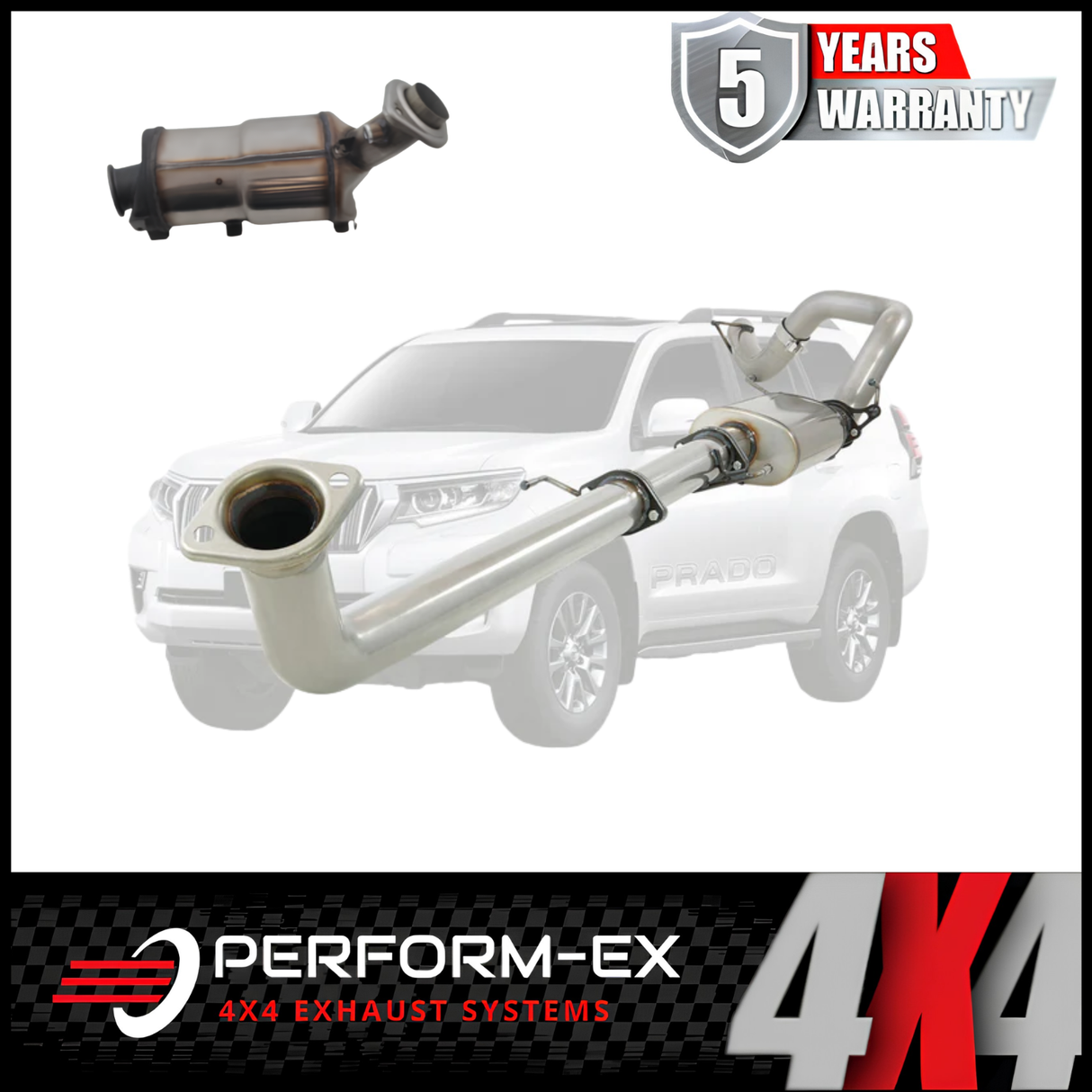 PERFORM-EX 3" STAINLESS STEEL TURBO BACK EXHAUST SYSTEM WITH DPF DUMMY FITS TOYOTA PRADO GUN156R 2.8L 4CYL 8/2015-10/2023 - MUFFLER