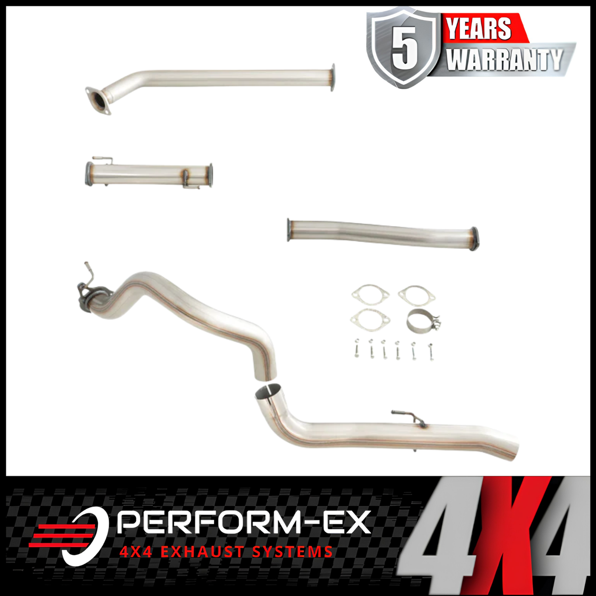 PERFORM-EX 3" STAINLESS STEEL DPF BACK EXHAUST SYSTEM FITS TOYOTA PRADO GUN156R 2.8L 4CYL 8/2015-10/201023 - PIPE ONLY