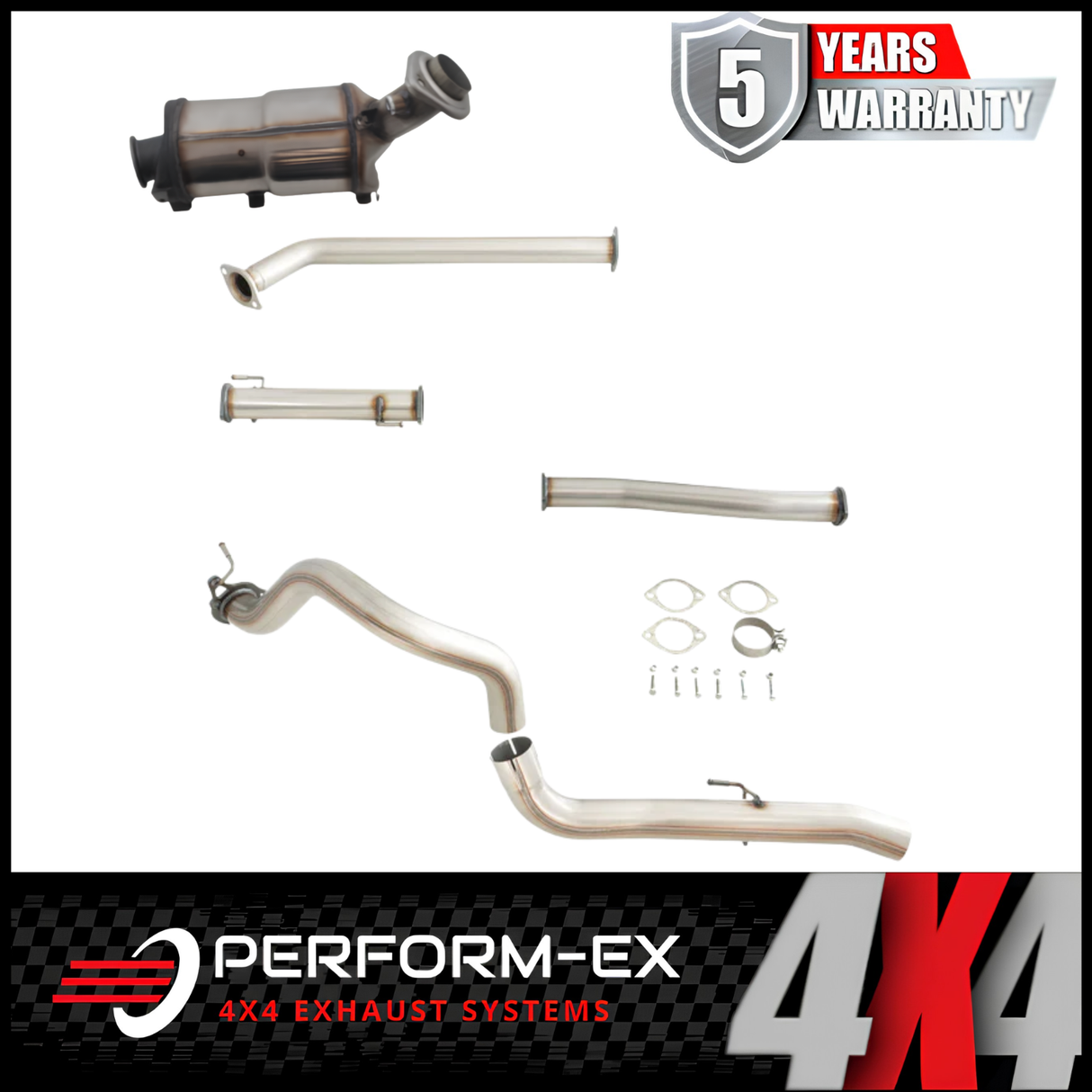PERFORM-EX 3" STAINLESS STEEL TURBO BACK EXHAUST SYSTEM WITH DPF DUMMY FITS TOYOTA PRADO GUN156R 2.8L 4CYL 8/2015-10/2023 - PIPE ONLY