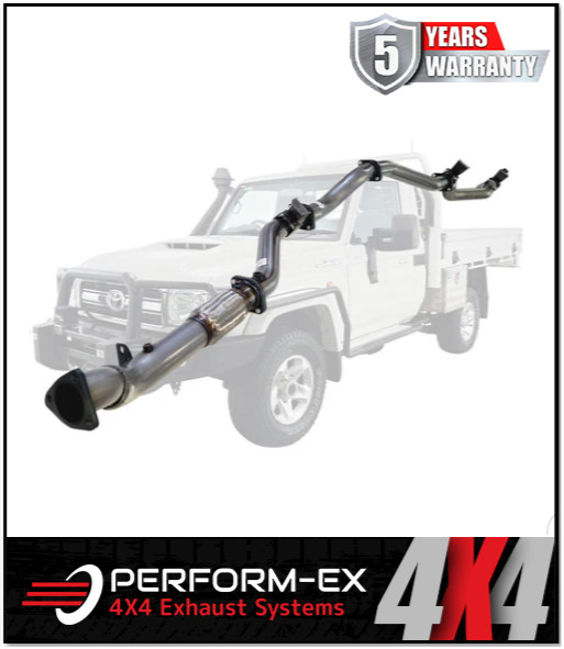 PERFORM-EX 3" STAINLESS STEEL TURBO BACK EXHAUST SYSTEM (DPF DELETE) FITS TOYOTA LANDCRUISER VDJ79R 4.5L V8 2016-2025