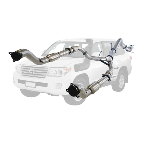 PERFORM-EX 3" TWIN INTO SINGLE 4" TURBO BACK EXHAUST SYSTEM FITS TOYOTA LANDCRUISER VDJ200R 2007-2015