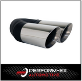 ANGLE CUT INNER CONE STAINLESS STEEL EXHAUST TIP - 2.25" INLET - TWIN 3" OUTLET