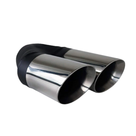 ANGLE CUT INNER CONE STAINLESS STEEL EXHAUST TIP - 2.5" INLET - TWIN 3" OUTLET (RHS)