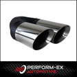 ANGLE CUT INNER CONE STAINLESS STEEL EXHAUST TIP - 2.5" INLET - TWIN 3" OUTLET (RHS)