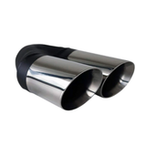 ANGLE CUT INNER CONE STAINLESS STEEL EXHAUST TIP - 2.25" INLET - TWIN 3" OUTLET (RHS)