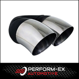 DUMP PIPE STAINLESS STEEL EXHAUST TIP - 2.5" INLET - TWIN 2.5" OUTLET (9" LONG)