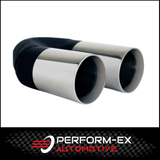 STRAIGHT CUT INNER CONE STAINLESS STEEL STEPPED EXHAUST TIP - 2.5" INLET - TWIN 3" OUTLET (9" LONG)