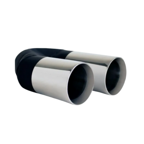 STRAIGHT CUT INNER CONE STAINLESS STEEL STEPPED EXHAUST TIP - 2.25" INLET - TWIN 3" OUTLET (9" LONG)