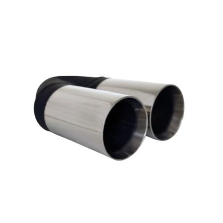 STRAIGHT CUT INNER CONE STAINLESS STEEL EXHAUST TIP - 2.5" INLET - TWIN 3" OUTLET (9" LONG)