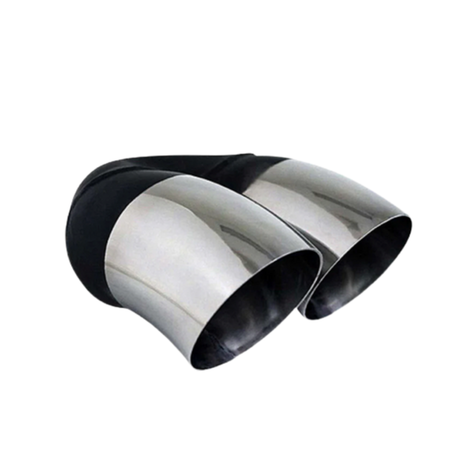 DUMP PIPE STAINLESS STEEL EXHAUST TIP - 2.5" INLET - TWIN 3" OUTLET (9" LONG)